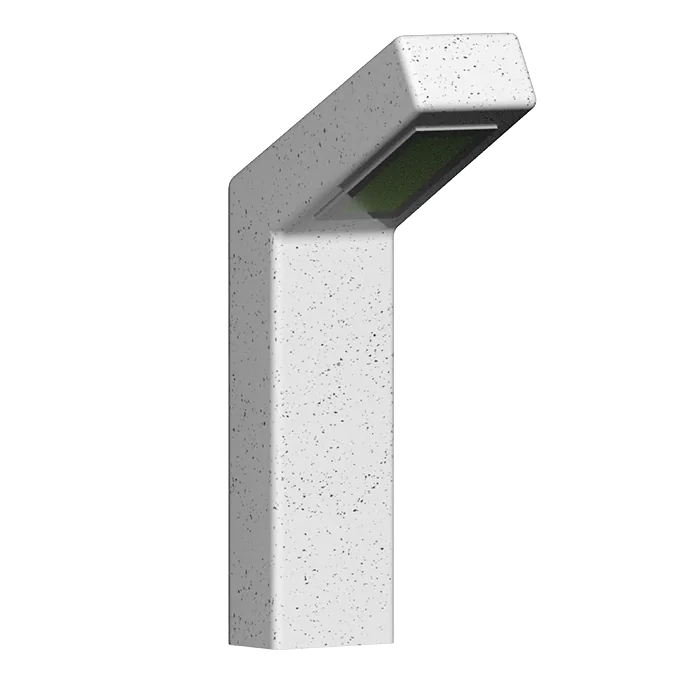 Borne lumineuse Beaton sculpturale et inclinée en béton