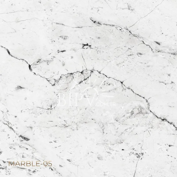White marble-look surface sample with grey veins