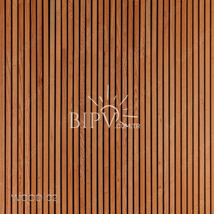 Warm brown vertical timber-look surface sample