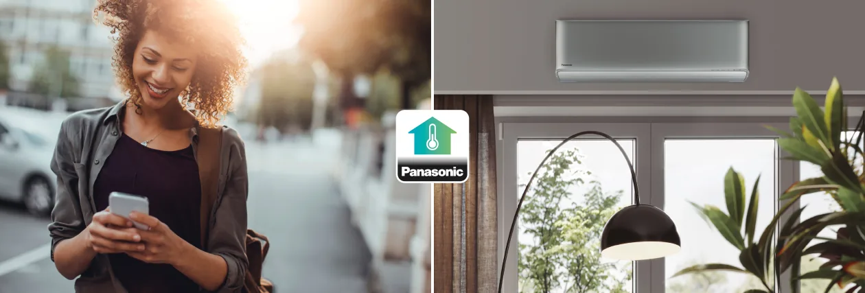 Campagne Panasonic Comfort Cloud montrant le contrôle à distance d’un climatiseur domestique